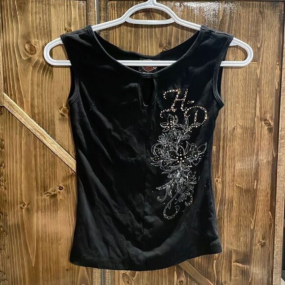 Harley Davidson floral embellished tank - Picture 1 of 8